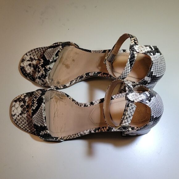 ALDO SNAKE SKIN BLOCK HEEL ANKLE STRAP OPEN TOE WOMEN"S SANDAL - Picture 9 of 16